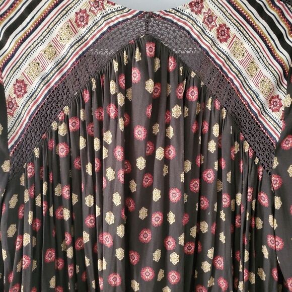 Free People Rain Or Shine Pebble Print Bohemian Floral Tunic Mini Dress Size S - Picture 9 of 9